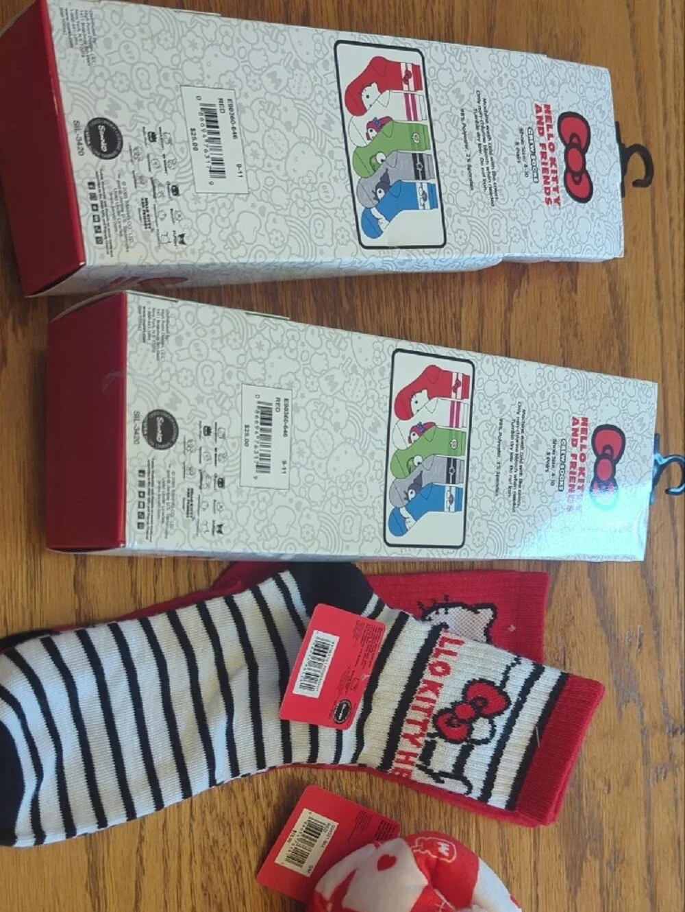 Hello Kitty Kids Sock Set with Red, Pink, Black, White, Green, Blue Accents